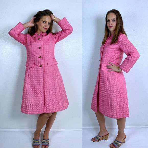 vintage 60s Barbie PINK Fitted PRINCESS COAT Medium fit and flare trench coat - Picture 3 of 10